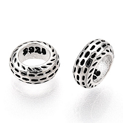 Antique Silver 925 Sterling Silver Beads, with S925 Stamp, Ring, Antique Silver, 6x2.5mm, Hole: 3mm
