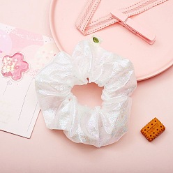 (404) Непрозрачное AB Кислое яблоко Атласные эластичные аксессуары для волос, для девочек или женщин, резинка для волос / резинки для волос, цветочный белый, 50 мм, внутренний диаметр: 25 мм