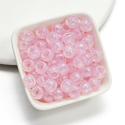 Pink Европейский бусы акриловые, бусины с большим отверстием, баррель, розовые, 9x6 мм, отверстие : 4 мм, 50 шт / пакет