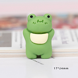 Лягушка Непрозрачные кабошоны из смолы, зелёные, рисунок лягушки, 24x17 мм