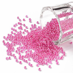 Темно-Розовый 12/0 круглый стеклянный бисер класса А, Цейлон, темно-розовыми, 2x1.5 мм, отверстие : 0.7 мм, Около 48500 шт / фунт