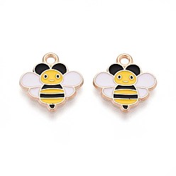 Золотистый Сплав эмали прелести, очарование пчел, золотые, золотые, 15x15x1 мм, отверстие : 1.8 мм