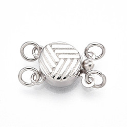 Платина 925 застежка из стерлингового серебра, с печатью s925, плоско-круглые, с целью перехода в кольце, 2 нитей, 4-луночное, платина, 12x8x4 мм, отверстие : 2.2 мм
