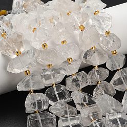 Хрусталь Природных кристаллов кварца бисер нитей, бусины из горного хрусталя, с бисером, 15~27x11~18x13~17 мм, отверстие : 1 мм, около 12 шт / нитка, 7.40~7.48'' (18.8~19 см)