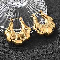 Настоящее золото 18K Серьги из 304 нержавеющей стали, пакет, реальный 18 k позолоченный, 31x30 мм