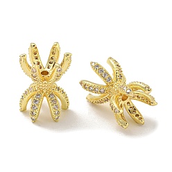 Настоящее золото 14K Шапочки и конусы для бусин, латунные, Двухсторонняя, с четким кубического циркония, долговечный, без свинца и без кадмия, реальный 14 k позолоченный, 16x11 мм, отверстие : 1.5 мм