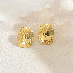 Oval Текстурированные серьги-гвоздики из нержавеющей стали, золотые, овальные, 21x17 мм