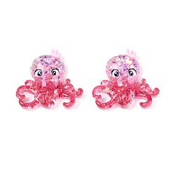 Светло-Вишневый Кабошоны из прозрачной смолы декодируют, с блестками, осьминог, светло-вишневый, 28.5x30.5x8 мм