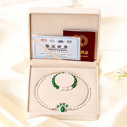 Платина Комплекты ожерелий и браслетов из натурального пресноводного жемчуга с хризопразом для женщин, платина, 450 мм, 2 шт / комплект