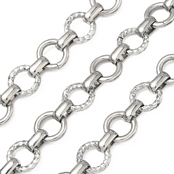 Нержавеющая Сталь Цвет 304 Цепи из текстурированной нержавеющей стали с кольцами, несварные, с катушкой, цвет нержавеющей стали, 12.5x2.5 мм