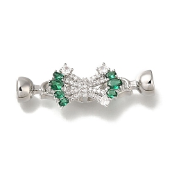 Платина Латунь раз по сравнению с застежками, микро паве зеленый кубический цирконий, без кадмия, без никеля и без свинца, платина, 37 мм