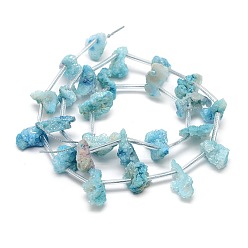 Небесно-голубой Натуральный druzy агатовые бусы пряди, окрашенные, чип, голубой, 8~12x10~14x7~11 мм, отверстие : 1 мм, около 24 шт / нитка, 16 дюйм