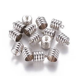 Platinum Brass Cord Ends, Platinum, 13x10mm, Hole: 1mm, Inner Diameter: 8mm