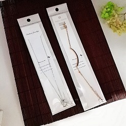 Белый 100 ПК 2 стили картонные карты отображения ювелирных изделий, для ожерелья, ювелирные бирки, с упаковочными пакетами из полипропилена 100 шт., прямоугольник со словом, белые, карточки: 19.5~22x3.5~4x0.05 см, 50 шт / стиль, мешки: 27x5 см