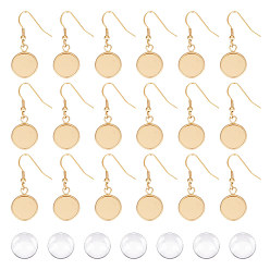 Золотой Набор для изготовления сережек-подвесок в виде пустого купола, в том числе 304 крючки для серег из нержавеющей стали, Кабошоны из стекла, золотые, 48 шт / коробка