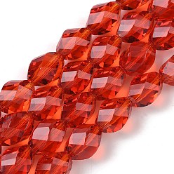 Оранжево-Красный К 9 стекло, граненый многогранник имитация австрийских кристаллов нити шарик, класс AAA, оранжево-красный, 13x10 мм, отверстие : 0.9~1 мм, около 30 шт / нитка, 15.7 дюйм