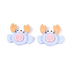 Светлый Стально-синий Крабовые непрозрачные смоляные кабошоны, светло-стальной синий, 24x27.5x7~7.5 мм