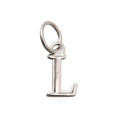 Letter L 925 стерлингов серебряные подвески, буквы, Письмо L, 10x5.5x1 мм, отверстие : 4 мм