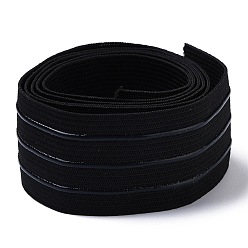 Black Polyester Non-Slip Elastic Band, with Silicone Webbing, for Garment Accessories, Black, 38mm, about 5.46 yards(5m)/strand