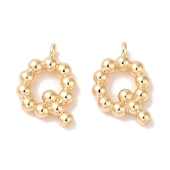 Настоящее золото 18K Латунные подвески, без кадмия, без никеля и без свинца, письмо амулеты, реальный 18 k позолоченный, 14x9x2 мм, отверстие : 1 мм