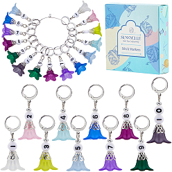 (52) Непрозрачная лаванда Акриловый кулон в виде цветка, маркеры для закрепки петель, подвески крючком, разноцветные, 4.5~5 см, 20 шт / комплект