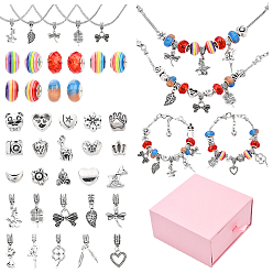 Gemischte Farbe DIY-Armband- und Messing-Sets zur Schmuckherstellung im europäischen Stil, Gemischte Farbe, 8~195x7.5~14x2.5~10 mm, Bohrung: 4.2~5.2 mm