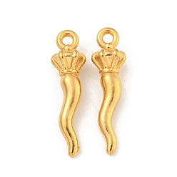 Настоящее золото 18K Ионное покрытие (ip) 304 подвески из нержавеющей стали, рог изобилия / итальянский рог корничелло амулеты, реальный 18 k позолоченный, 29.5x8x7 мм, отверстие : 2 мм