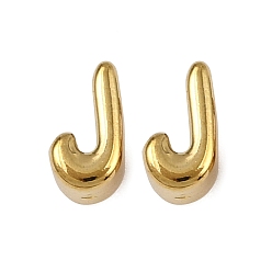 Letter J 304 прелести нержавеющей стали, буквы, ионное покрытие (ip), реальный 18 k позолоченный, буква J, 7.5x4x3.5 мм, отверстие : 1.8 мм