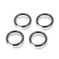Gunmetal 304 Stainless Steel Hoop Earrings, Manual Polishing Huggie Earrings, Gunmetal, 10 Gauge, 17x2.5mm, Pin: 0.9mm(±0.1mm), Inner Diameter: 12mm