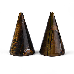 Тигровый глаз Стенды для колец с натуральным тигровым глазом, форма конуса, 2.45~2.55x3.9~4.1 см