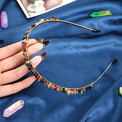 Турмалин Резинки для волос из натурального многоцветного турмалина, обмотанного проволокой., с металлическим обручем, для женщин девушек, 140x120x25 мм