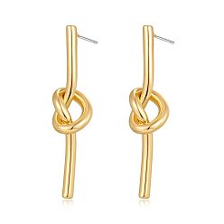 Золотой Серьги-гвоздики из латуни в форме узла, золотые, 45 мм