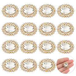 Кристалл 15шт 1-отверстие цинковый сплав стержень кнопки, со стразами, овальные, кристалл, 23.5x18.5x10 мм, отверстие : 2 мм