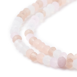 Pink Faceted Glass Beads Strands, Frosted, Rondelle, Pink, 2.5~3.2x1.8~2.6mm, Hole: 0.8mm, about 185~186pcs/Strand, 15.55~15.75 inch(39.5~40cm)