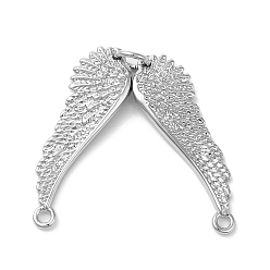 Платина Кулоны из экологически чистой латуни, с целью перехода в кольце, без свинца и без кадмия, ангельские крылья очарование, платина, 25x27x1.5 мм, отверстие : 1.5 мм