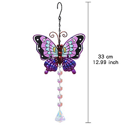 Бабочка Стеклянный подвесной кулон в виде ловца солнца, с железной фурнитурой, сиреневые, бабочка, 330 мм