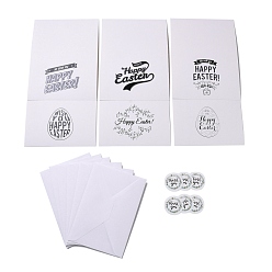 Word Rectangle Paper Greeting Cards, with Rectangle Envelope and Flat Round Self Adhesive Paper Stickers, Easter Day Wedding Birthday Invitation Card, Word, 110x160x1mm
