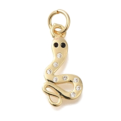 Золотой Латунные микро проложить кубического циркония подвески, долговечный, змеиные чары, с целью перехода в кольце, золотые, 20x10x1.5 мм