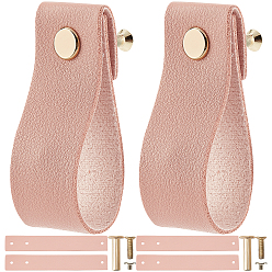 Розовый Прямоугольные кожаные ручки ящиков, с железным винтом, туманная роза, 175x26.5x1.5 мм