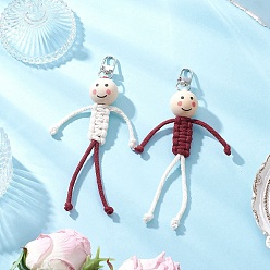 Платина 2 шт. подвесные украшения из натурального дерева, улыбающееся лицо, с хлопковыми нитками, платина, 152~153 мм