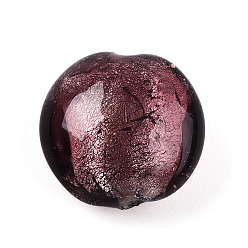 Средний Фиолетово-красный Стеклянные бусины, с фольгой внутри, ручная работа, плоско-круглые, средне фиолетовый красный, 19~21x10~12 мм, отверстие : 1~2 мм