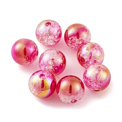 Малиновый Радужные переливающиеся акриловые бусины с УФ-покрытием, круглые, малиновый, 12 мм, отверстие : 2.2 мм