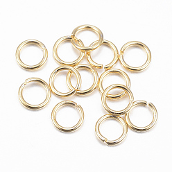 Настоящее золото 18K 304 из нержавеющей стали открыты кольца прыжок, реальный 18 k позолоченный, 22 датчик, 4x0.6 мм, внутренний диаметр: 3 мм