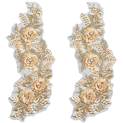 Белый Навахо Аппликации из полиэфирного кружева с вышивкой, швейные принадлежности, со стразами, цветок, навахо белый, 280x100x6 мм