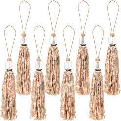 Персиковый Слойка 8шт. полиэстеровые подвесные украшения с кисточками, с прозрачными бусинами-кубиками, розовые, 248x18 мм