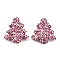 Розовый Елка полимерная глина стразы бусины, фокусные бусины для ручек с бусинами изготовление бижутерии брелок, светло-розовый, 30.5x27.5x8 мм, отверстие : 2 мм