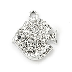 Whale Подвески из сплава и страза, платина, кит, 23x20x3.5 мм, отверстие : 2.2 мм