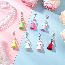 (52) Непрозрачная лаванда Акриловые подвесные украшения ангела, с цинковым сплавом застежками омаров коготь, разноцветные, 52 мм