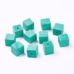 Аква Природных шарики древесины, окрашенные, кубические, вода, 14~15x14~15x14~15 мм, отверстие : 3 мм