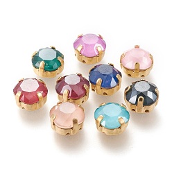 (52) Непрозрачная лаванда Шить на горный хрусталь, стиль мокко, стекло горный хрусталь, с золотыми тонами латунных зубьев, аксессуары для одежды, квадратный, разноцветные, 9x9x6 мм, отверстие : 1 мм, длина диагонали: 9 мм